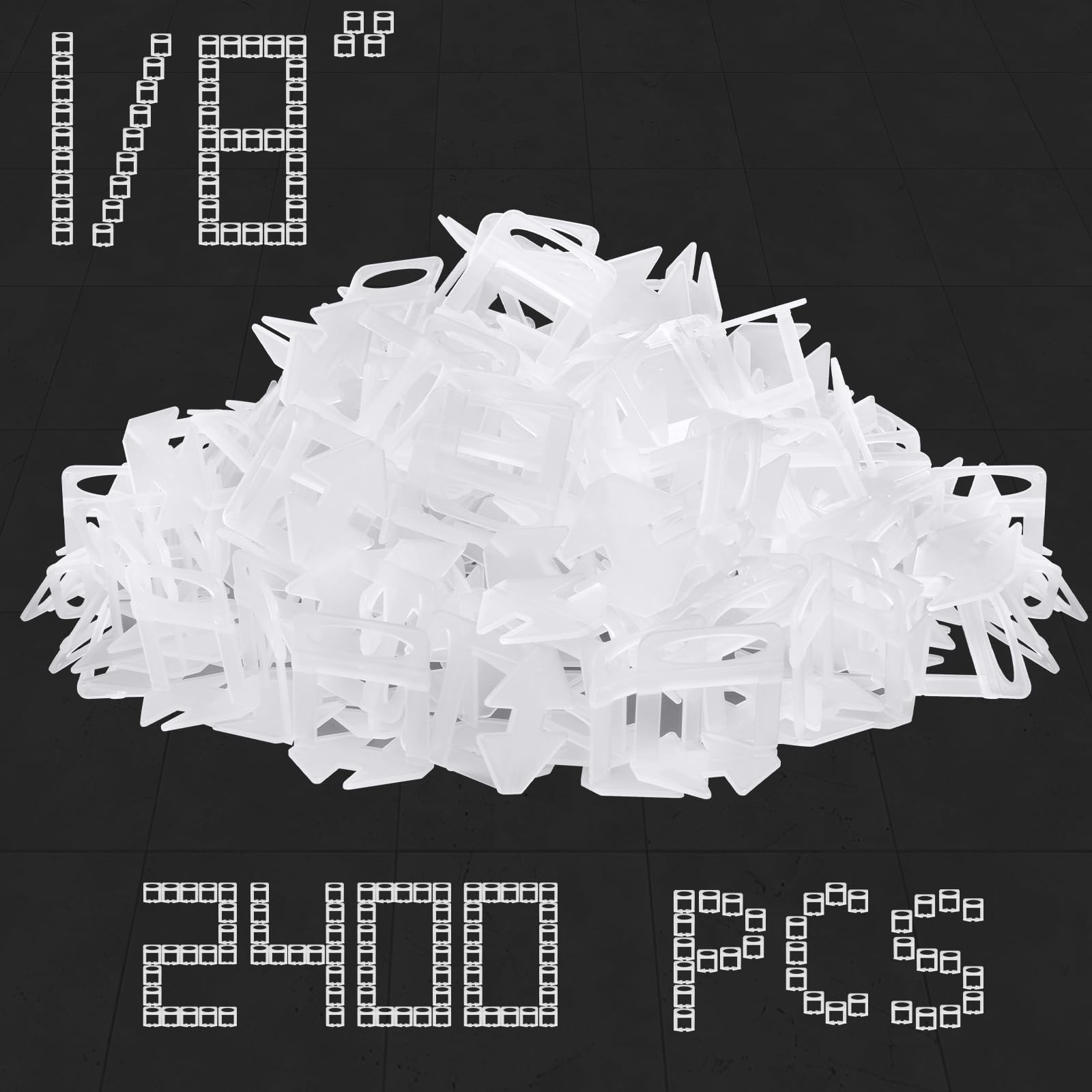 Eunice Tile Spacers 1/8, 2400 Pcs DIY Tile Leveling System Clips for Professi…