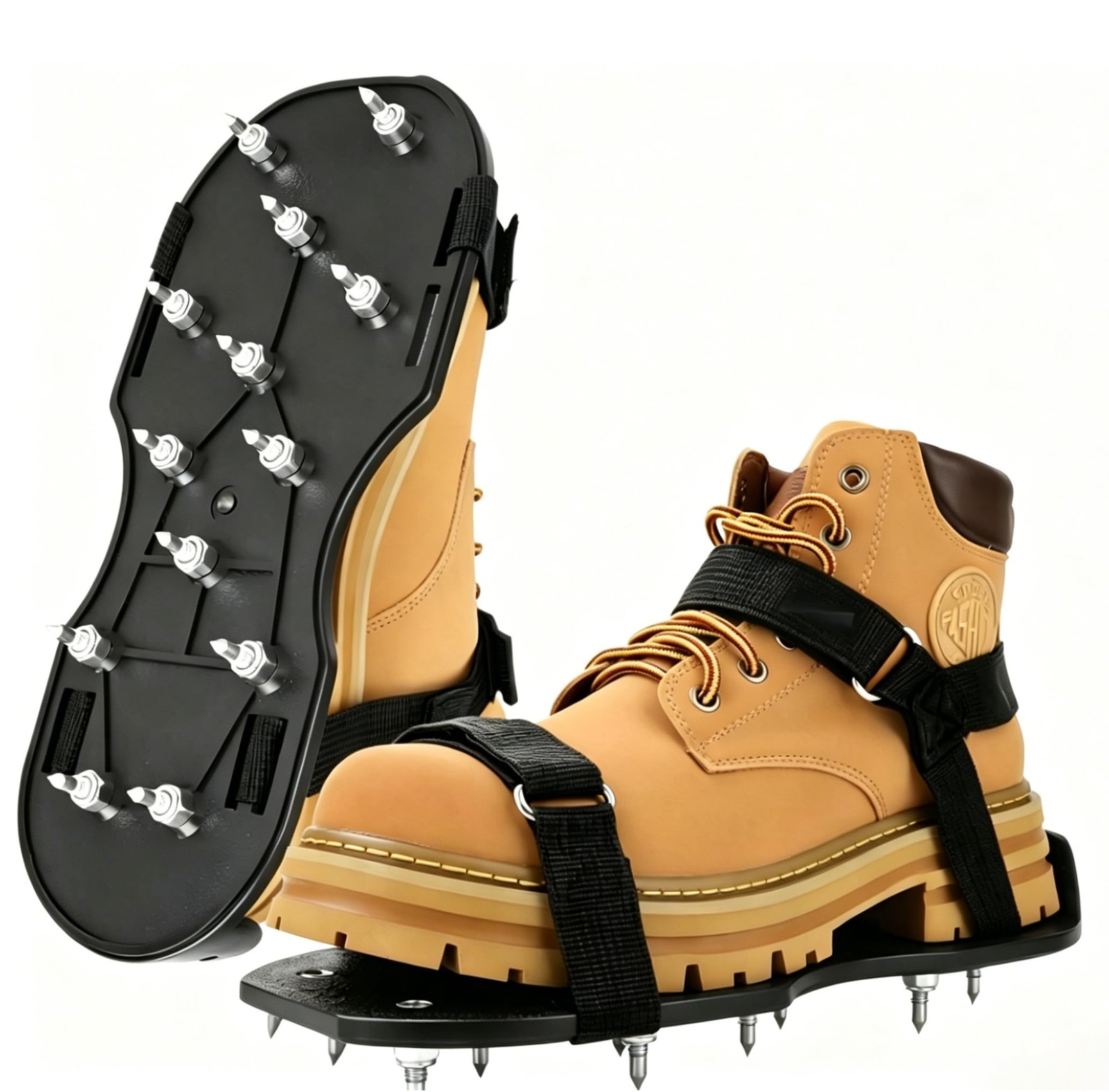 FIETODK Epoxy Floor Spiked Shoes Fully Assembled Large 1 Pair, Fine Black