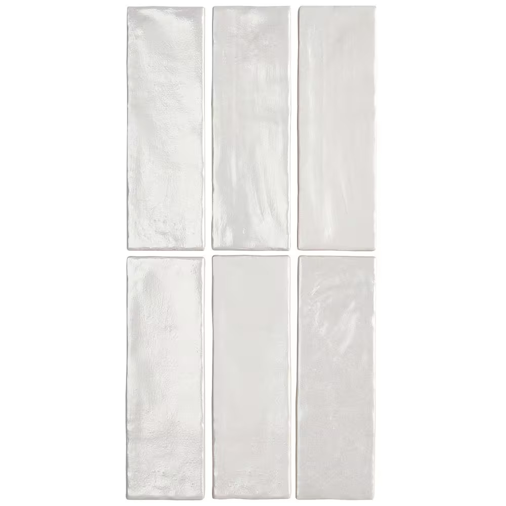 Amagansett Gin White 3 In. X 8 In. Mixed Finish Ceramic Subway Wall Tile (5.38 S