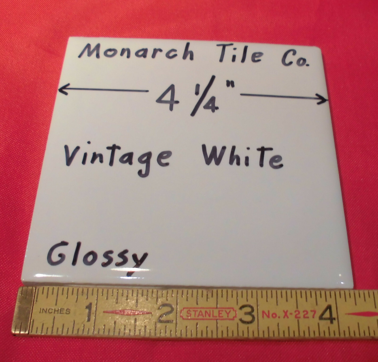 1 pc. Off-White Creamy 4-1/4″ Glossy Ceramic Tile by Monarch Tile Co. USA New