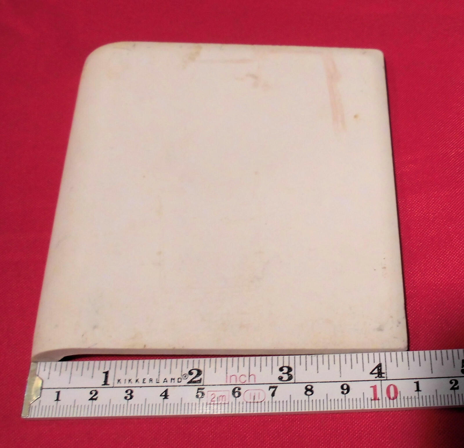 1pc. *Coral Pink* 4-1/4″ Glossy Ceramic Cove Base Tile; Romany Co. Flat Top