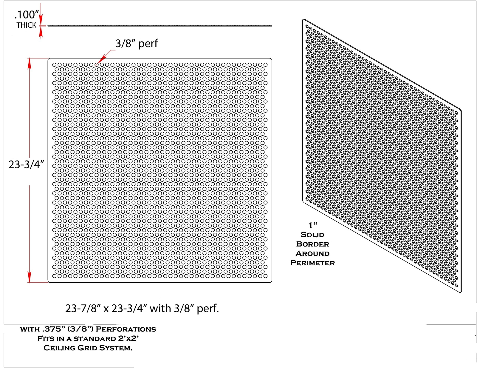 2’x2′ White Plastic Perforated Tile with 3/8″ Holes (2-Pack) 2