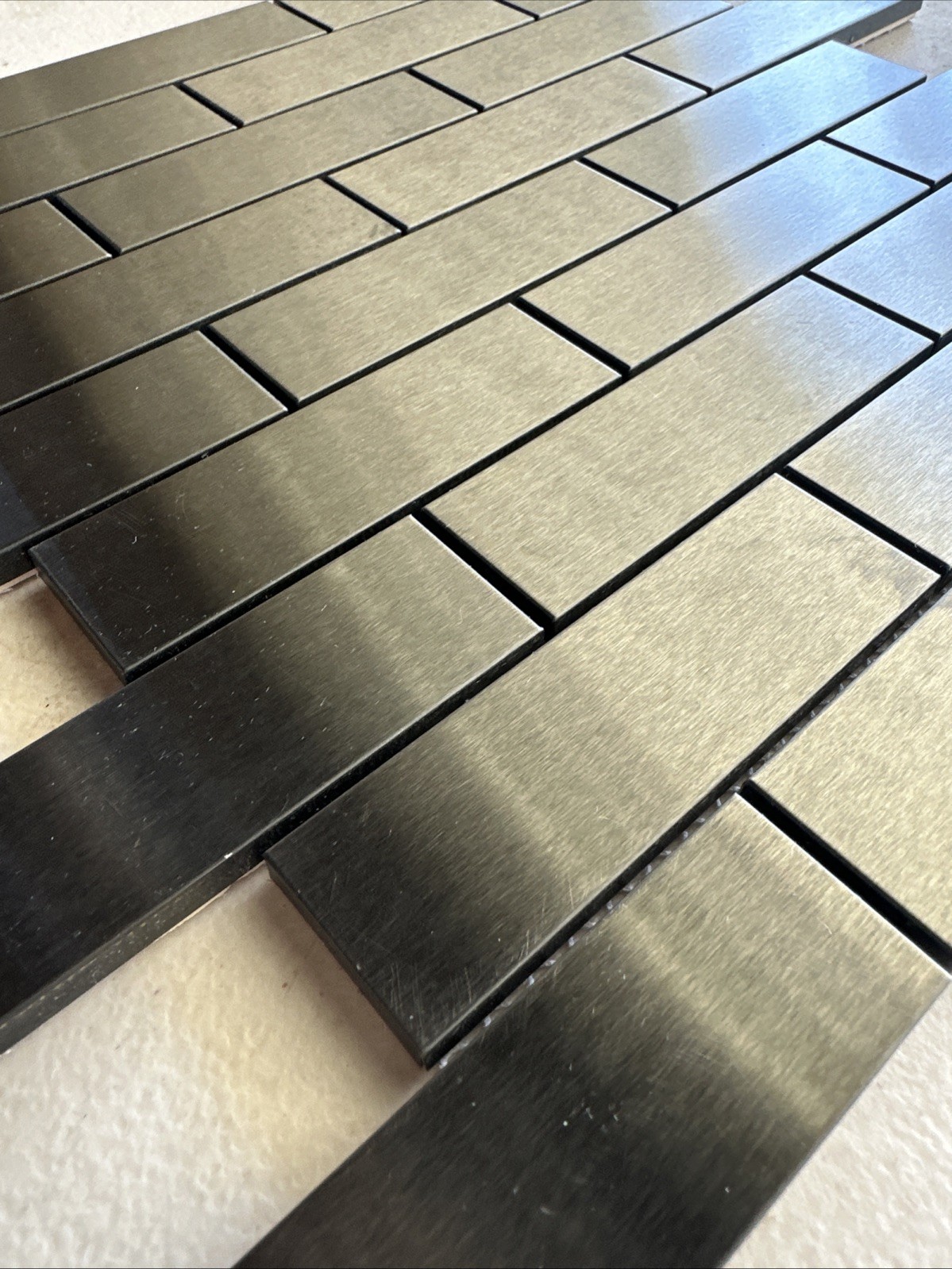 Black Brushed Stainless Aluminum Mosaic 1×4 Mosaic Tile Backsplash Kitchen Bath