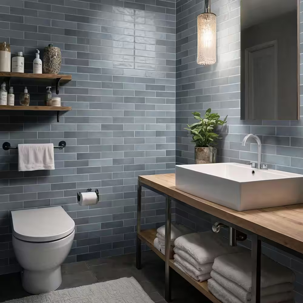 Lakeview Denim Subway Wall Tile, 3 In. X 12 In. Glossy Ceramic Wall Tile (5.5 Sq