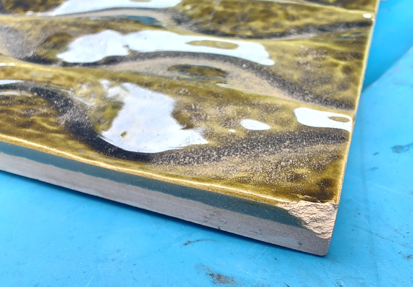 NOS Vintage Malkin Johnson England Ceramic Tile 6″ x 6″ CRACKLED GREEN WAVE