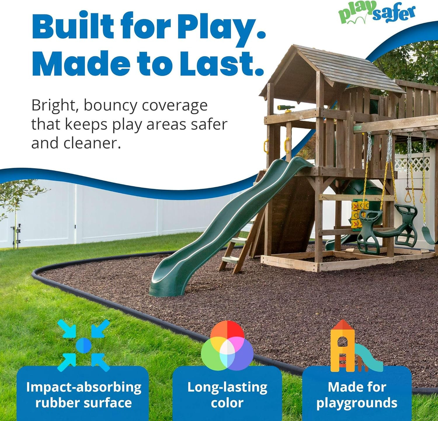 Rubber Mulch Nuggets Protective Flooring for Playgrounds, Swing-Sets, Play Areas