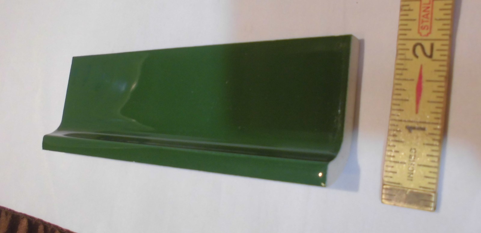 1 pc. *Forest Green* stack-on base/cove Ceramic Tile by Robertson Co. 2″ X 6″