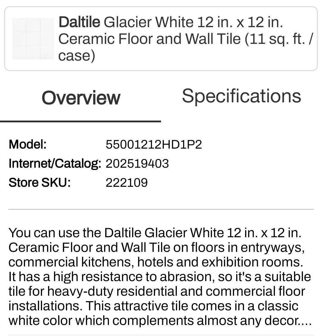 Lot of 11 Unopened Cases-Daltile Glacier White 12×12 Ceramic Tile-LOCAL PICKUP