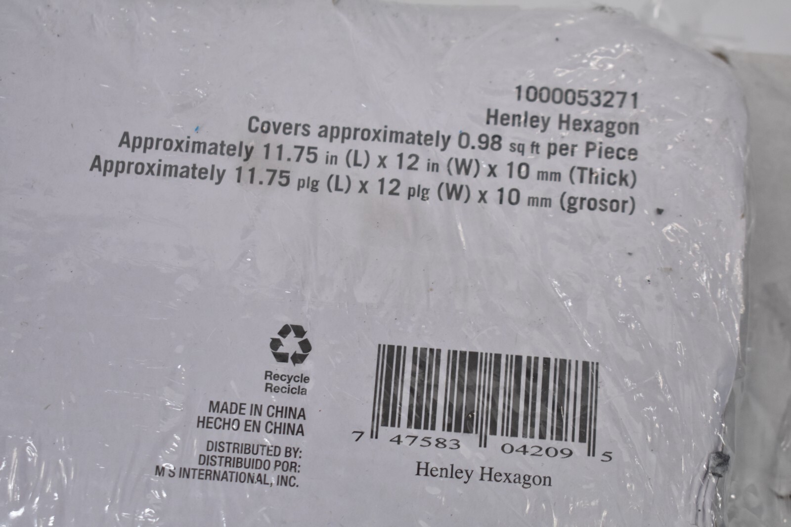 Lot of 5 Henley Hexagon 12″ x 11.75″ x 10mm Textured Marble Mesh Mosaic Tiles