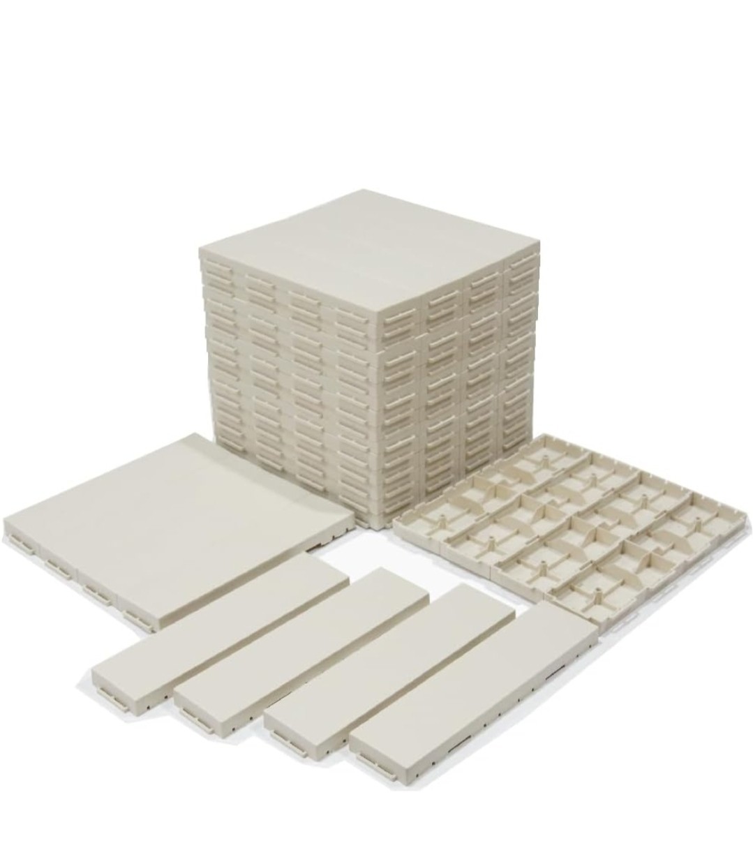 Interlocking Patio Deck Tiles (Pack of 72, 12″x3″) Ivory