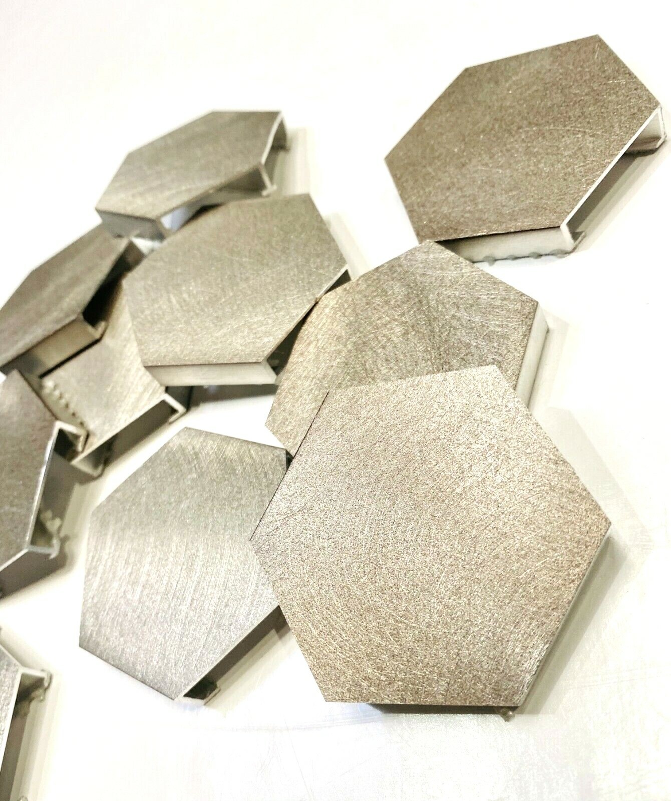 Brushed Aluminum Taupe 2 inch Hexagon Mosaic Arts Crafts Tile (Pack of 10)