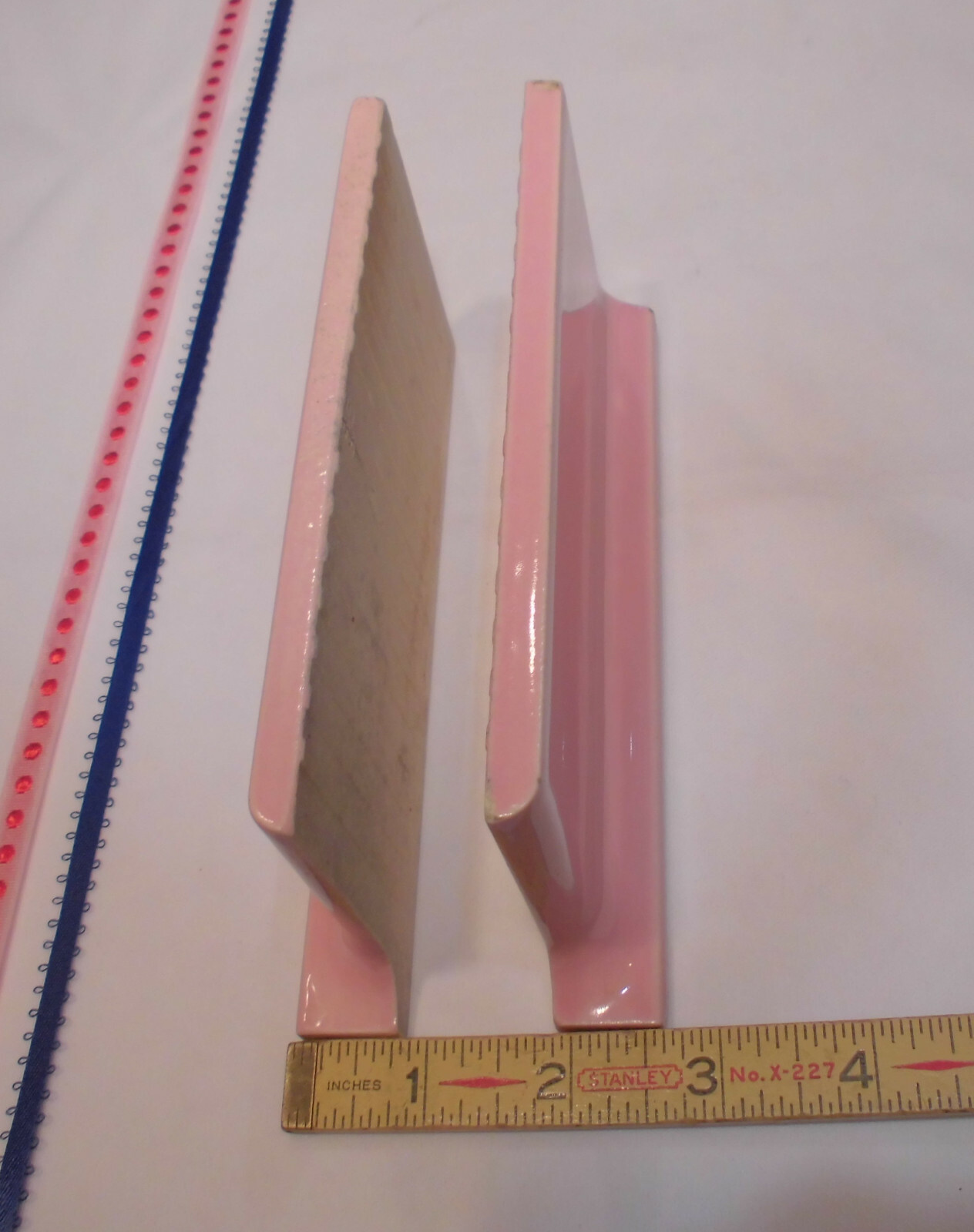 2 pcs. *Pink Coral* Finish Corner Flat Top cove/base Ceramic Tile 3″ X 6″ A.O.