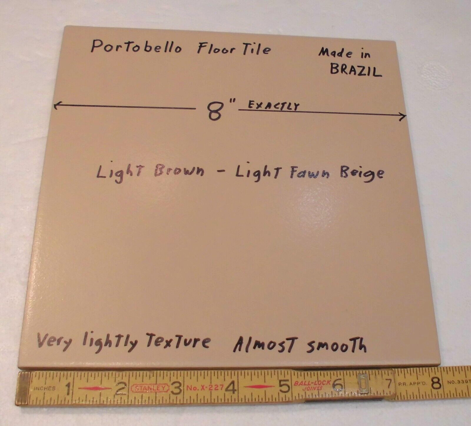 1 pc. Light Brown – Light Fawn Beige: Floor Tile 8″ X 8″ Smooth Matte Finish