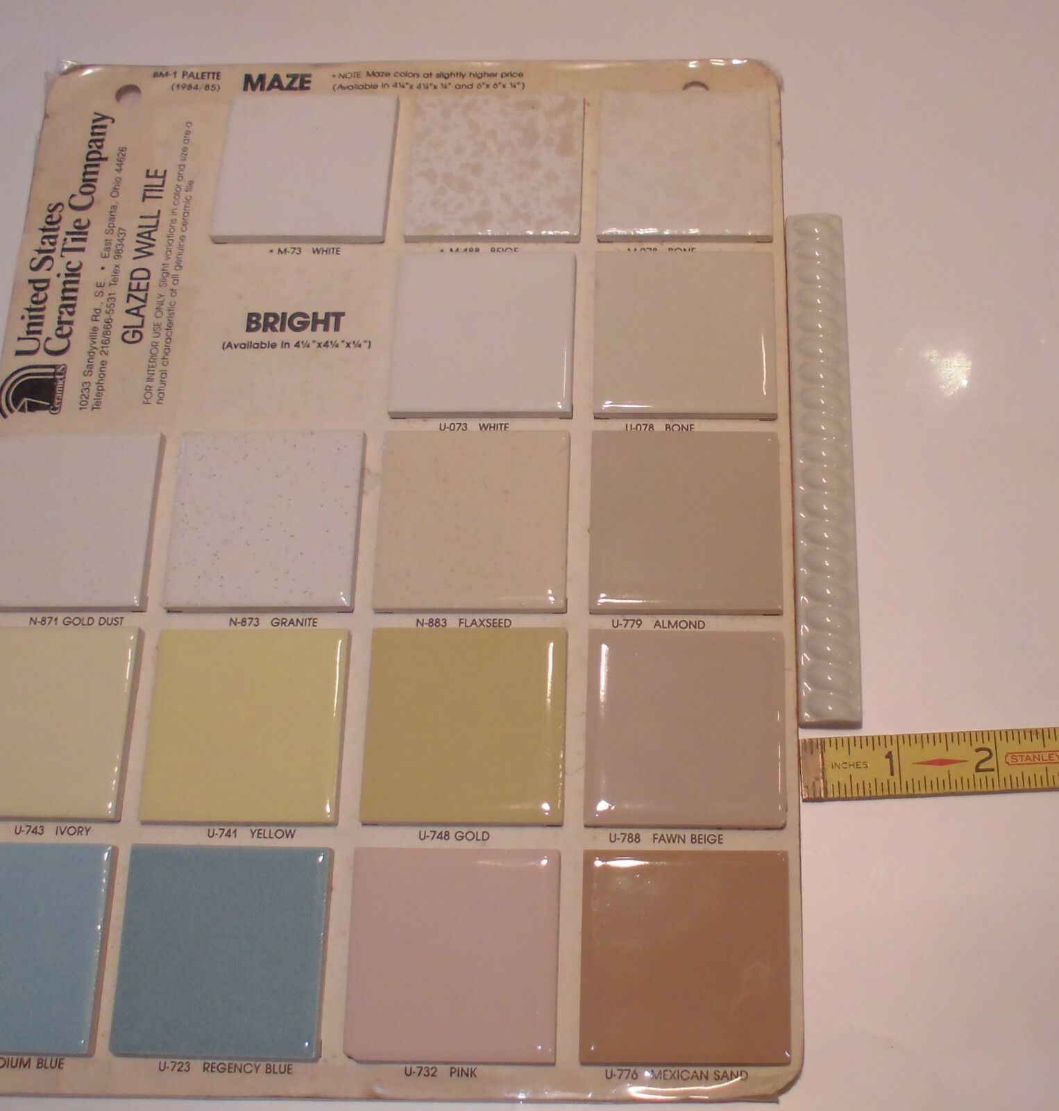 10 pcs. *Bone-Vanilla color: Ceramic Liner-Pencil-Sizzle Tiles; 5/8″ X 6″ Twist