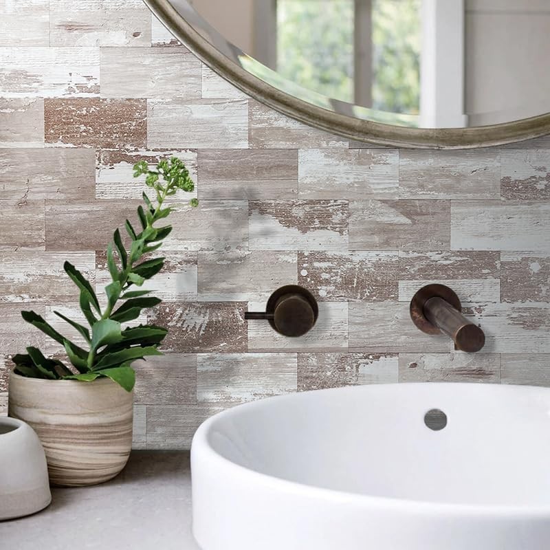Elegant Brown Birch Peel and Stick Subway Tiles for Effortless Backsplash Design