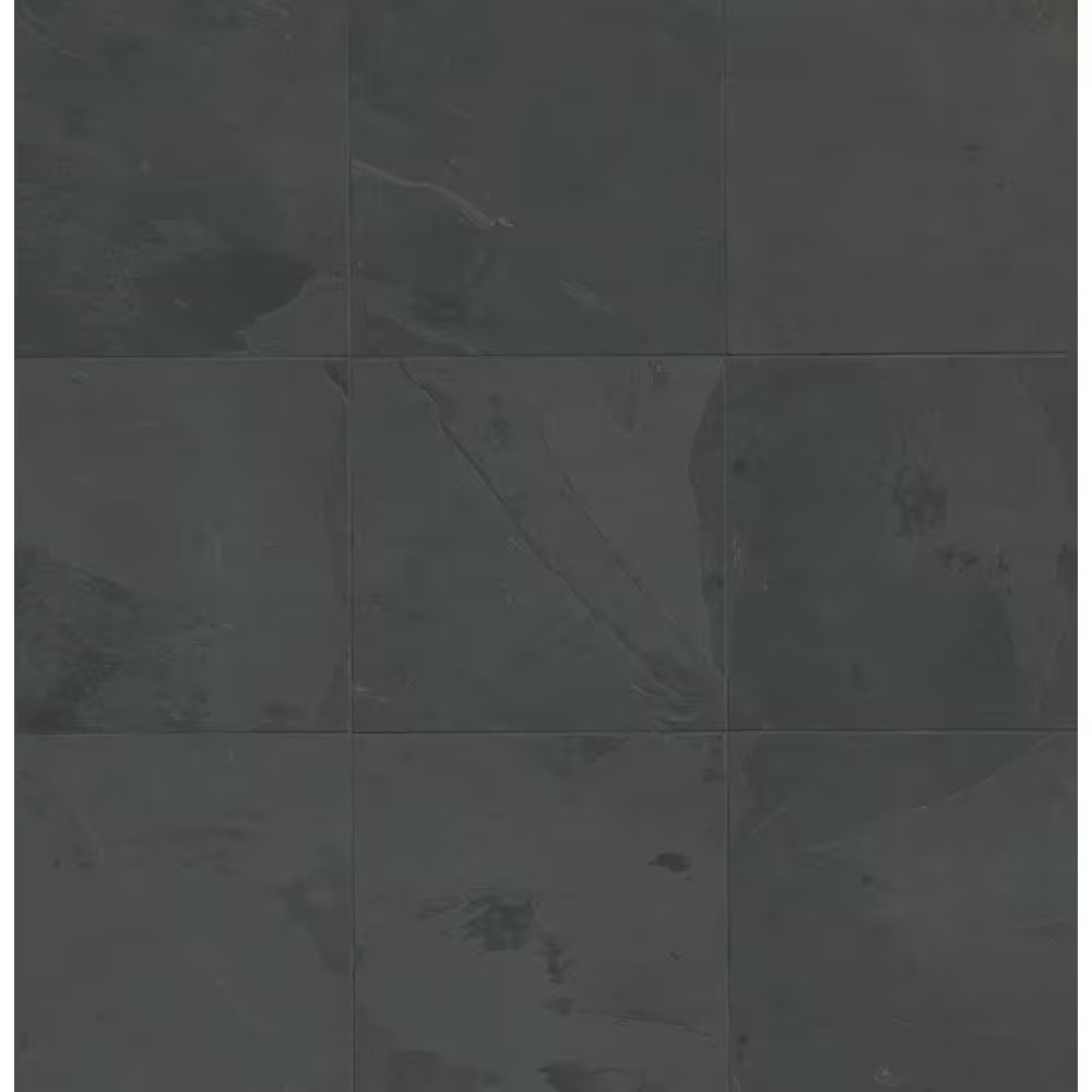 Montauk Black Slate Rectangle 18 In. X 36 In. Natural Textured Stone Look Floor