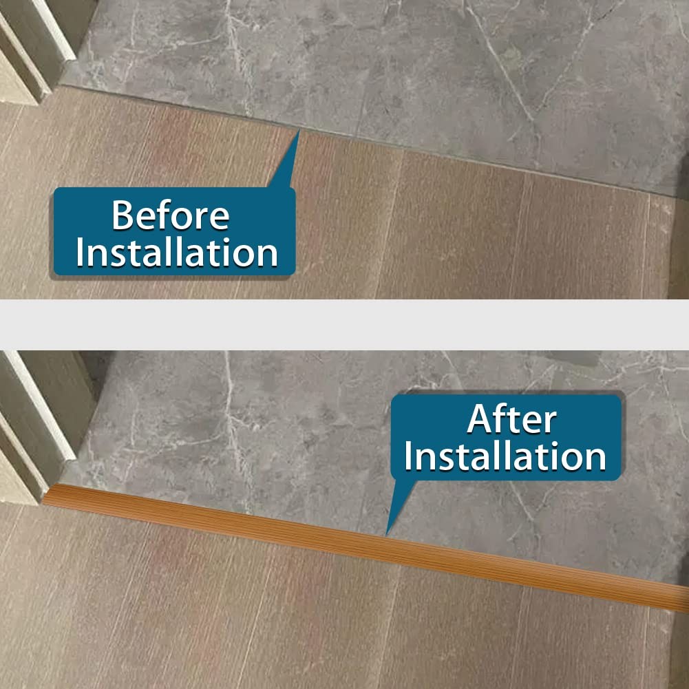 Floor Transition Strip 2 Inch Self Adhesive Flat Vinyl Wood Grain 3.28 Ft