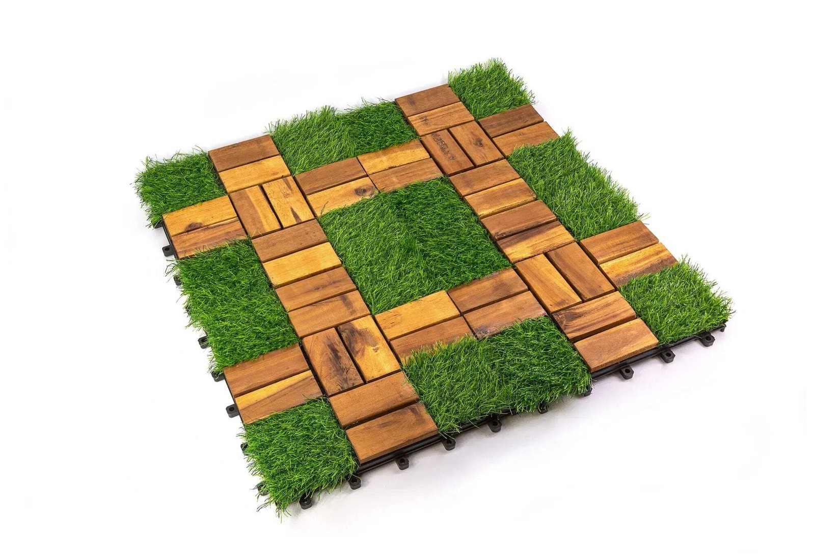 10PCS Acacia Wood Deck Tile Interlocking Flooring Waterproof Tiles Outdoor Patio