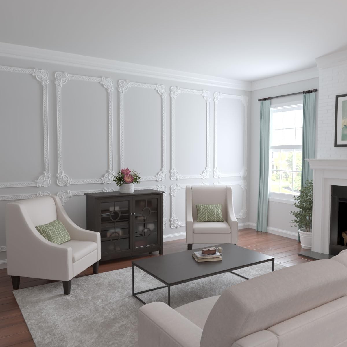 PML09X09AC Acanthus Leaf Corner Panel Moulding Primed 9 3/8 x 9 3/8 Inch