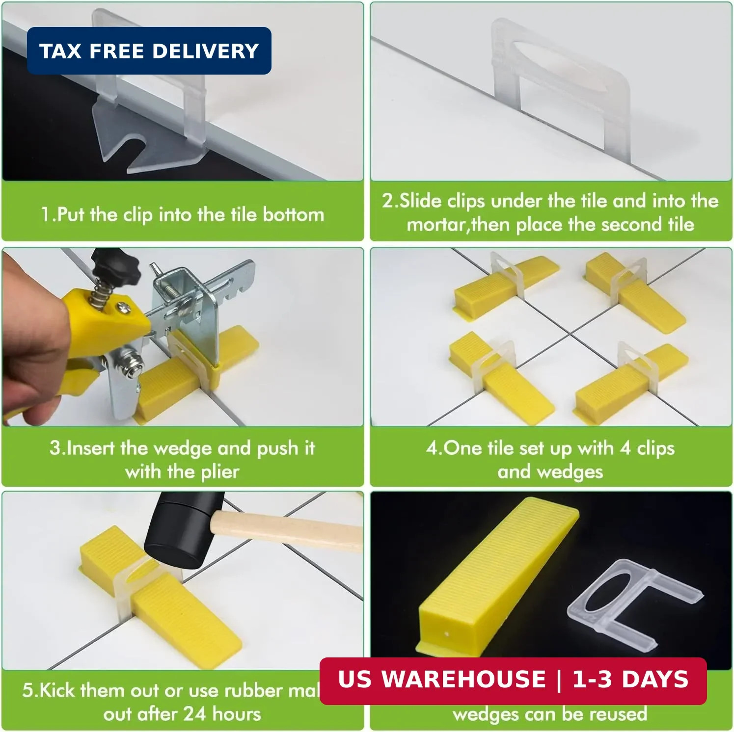 Tile Leveling System 1/8″Kit, 600pcs Tile Leveler Spacers Clips+200pcs Reusable