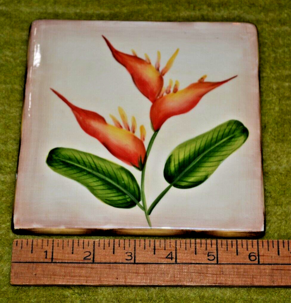 Bird of Paradise Ceramic Tile Wall Decor – Hot Plate Pacific Rim 6″x6″