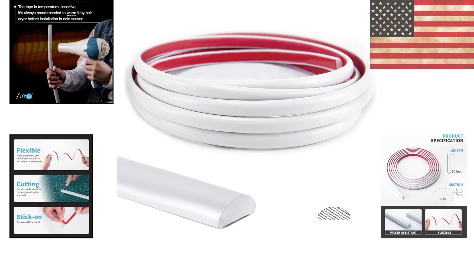 Flexible 10 ft Peel and Stick Tile Edge Trim – No Residue, Easy DIY Application