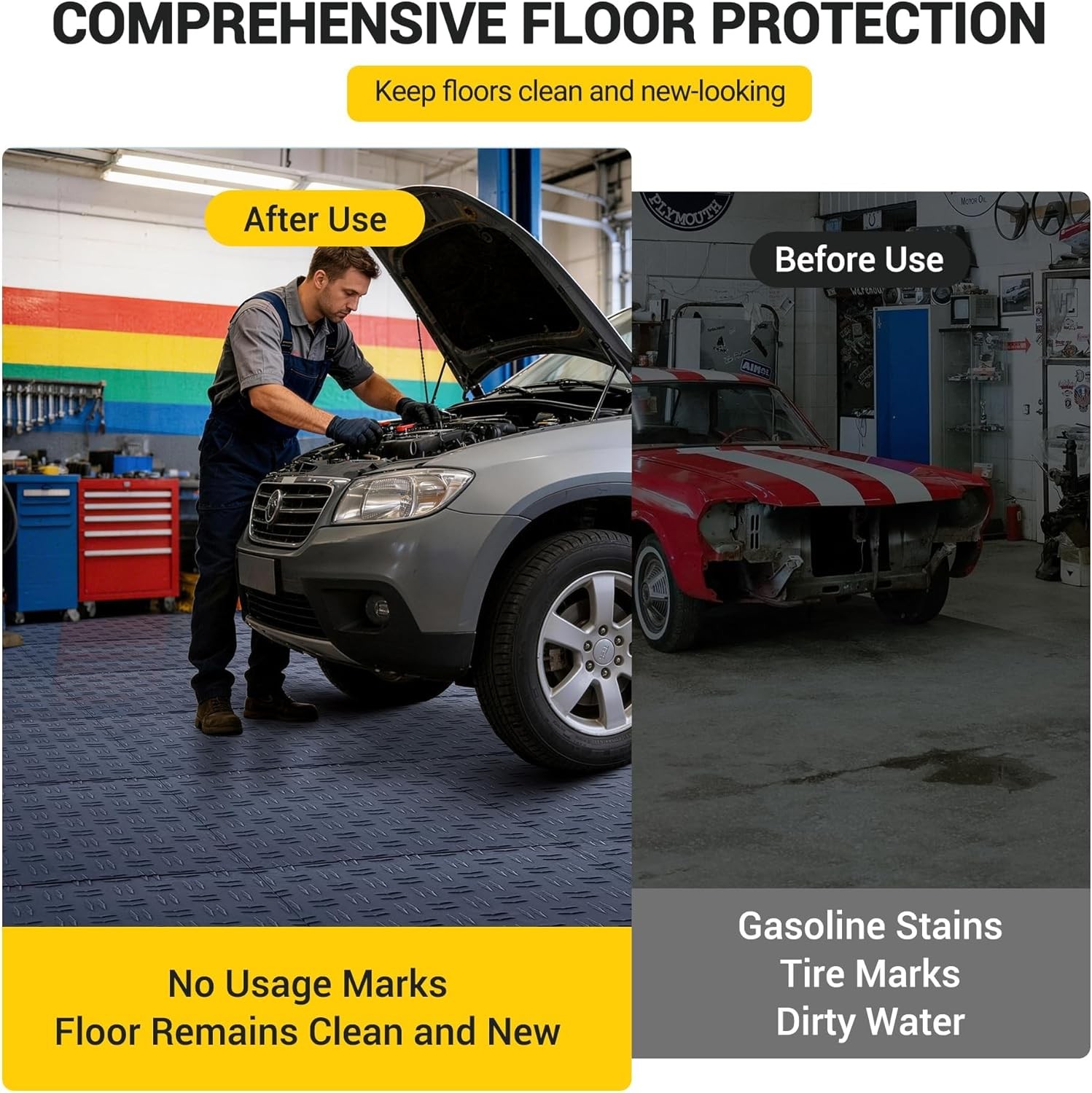 50 Pack Garage Floor Tiles Interlocking 12×12 in Garage Flooring Tiles Gray