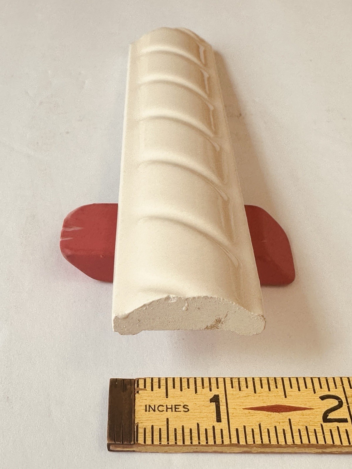 1 pc. Gloss Almond Ceramic Tile: Pencil – Liner – Sizzle: 6″ X 1-1/4″ Rope