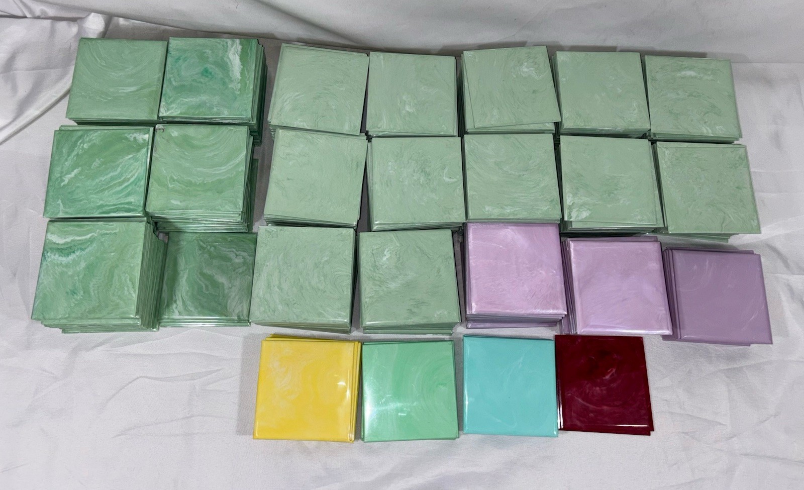 6 Vintage Undergate Red Marble Plastic Polystyrene Wall Tiles 4.25″x4.25″