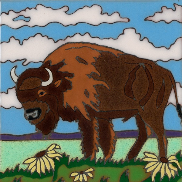 Ceramic Tile Buffalo Bison hot plate wall decor installation backsplash mural