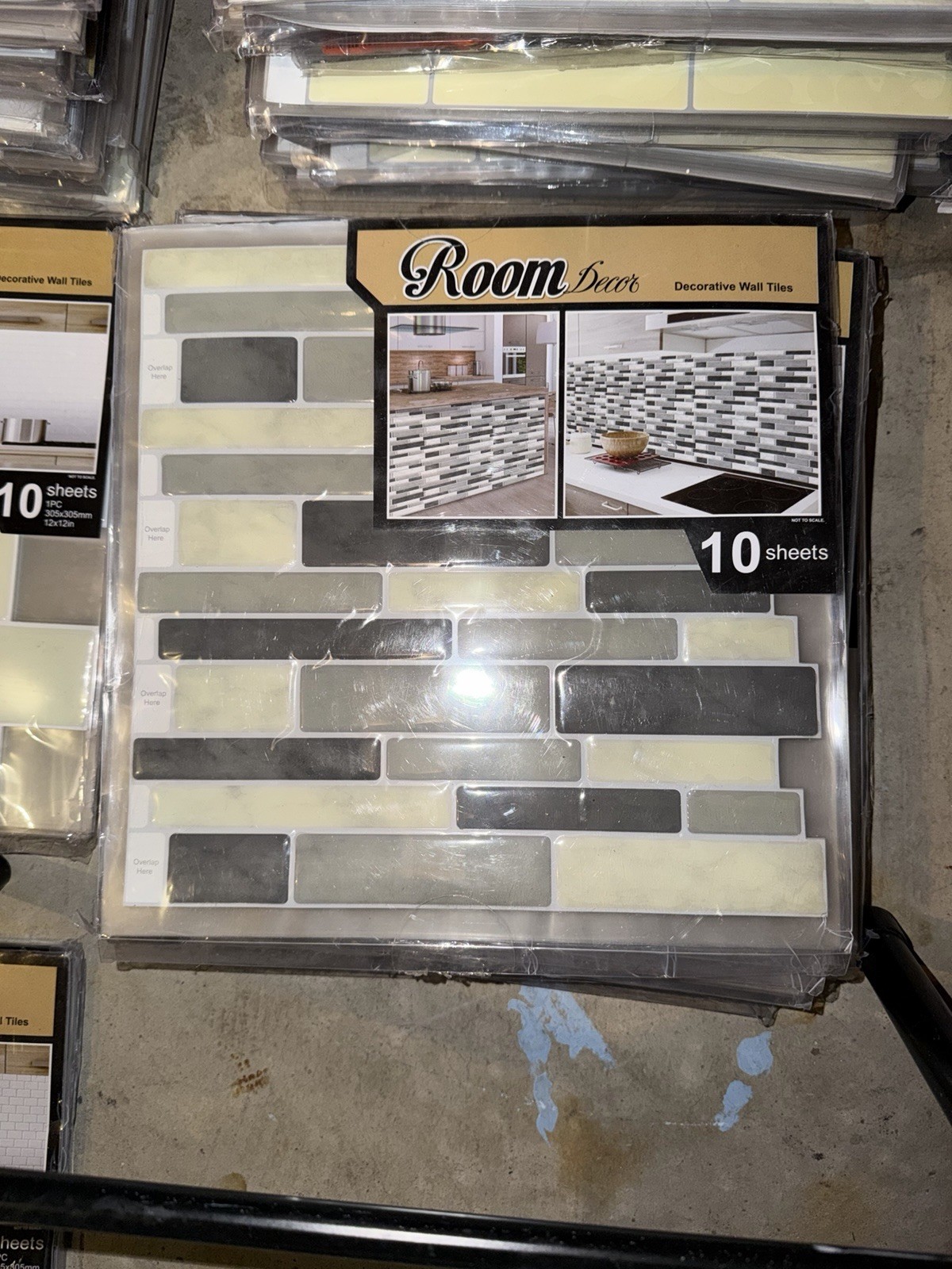 Peel And Stick Wall Tiles 12 X 12 Inches Yellow And Grey 10 Pack