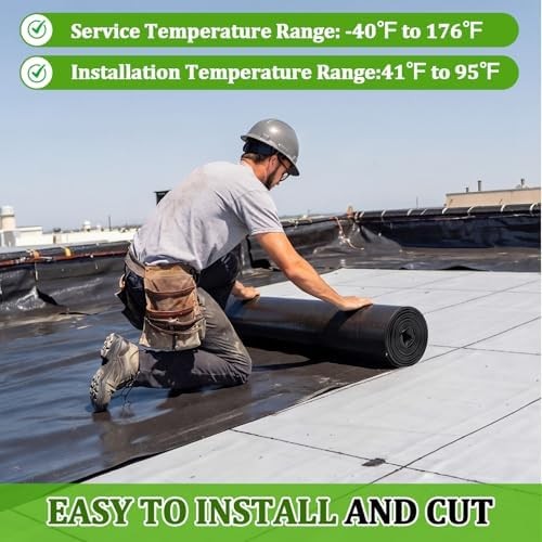 1 Roll EPDM Rubber Roofing Membrane 39″ x 10ft, Self-Adhesive Waterproof Underla