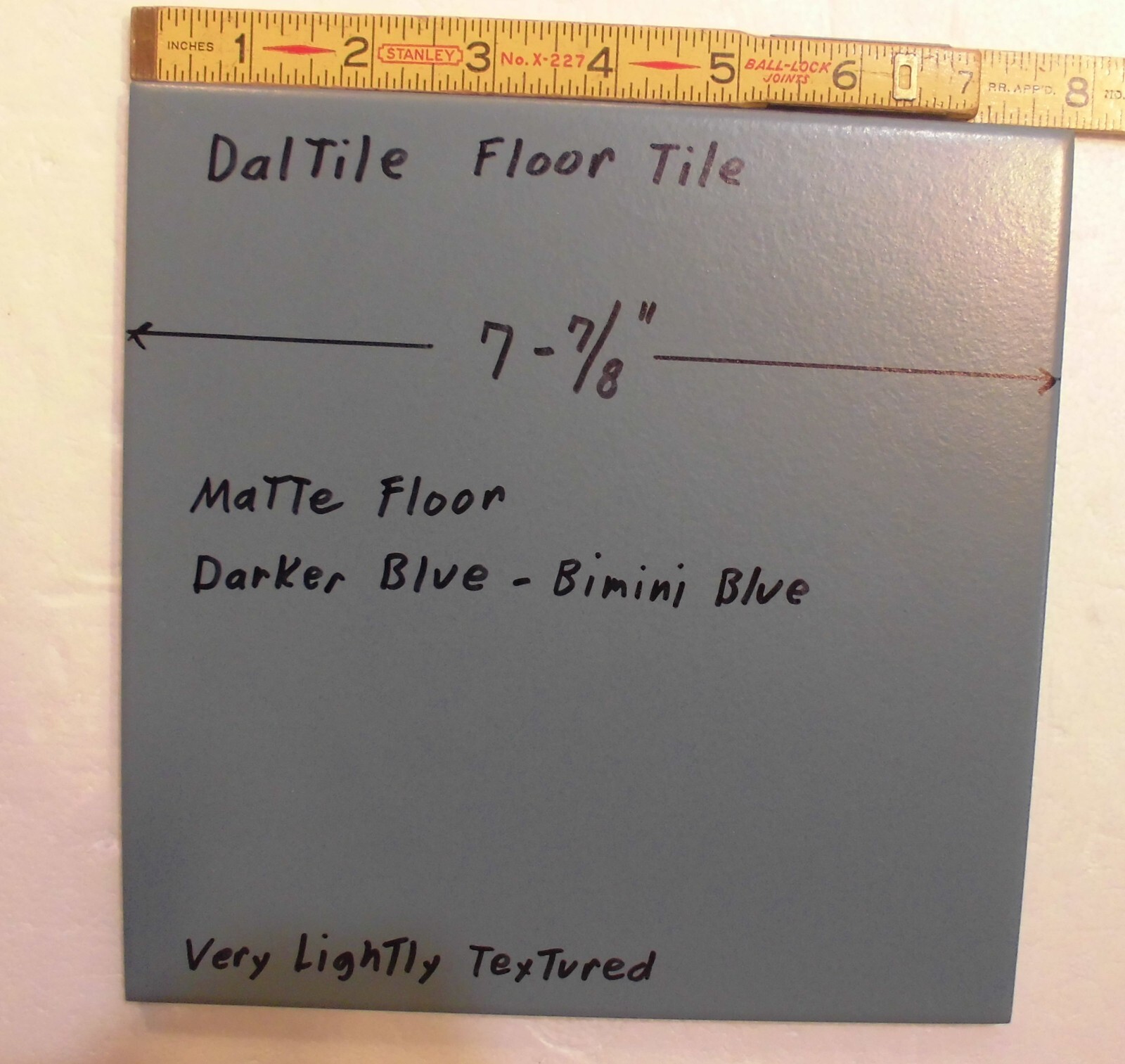 1 pc. Matte Darker Blue: 8″ Daltile Ceramic Floor Tile: Lightly Textured, NEW