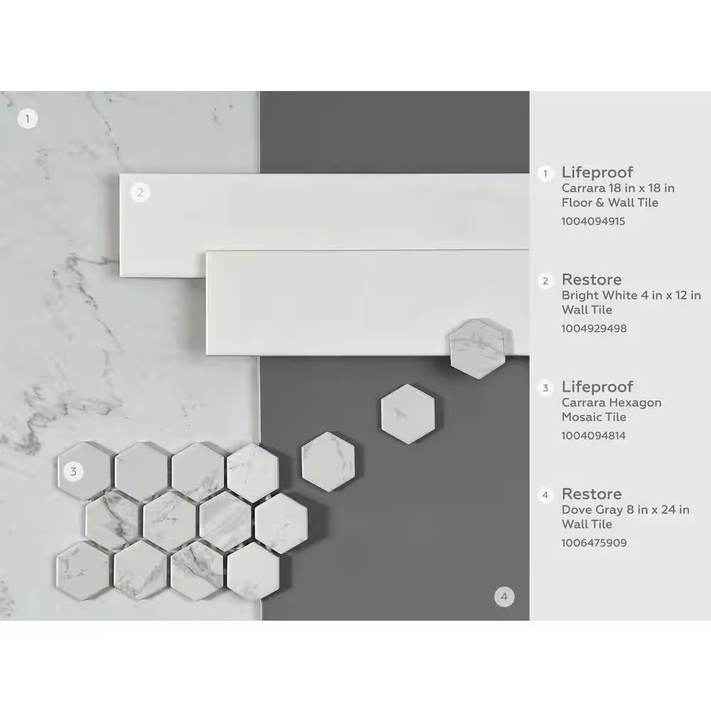 Carrara 10 In. X 12 In. X 6.35 Mm Ceramic Hexagon Mosaic Floor and Wall Tile (0.