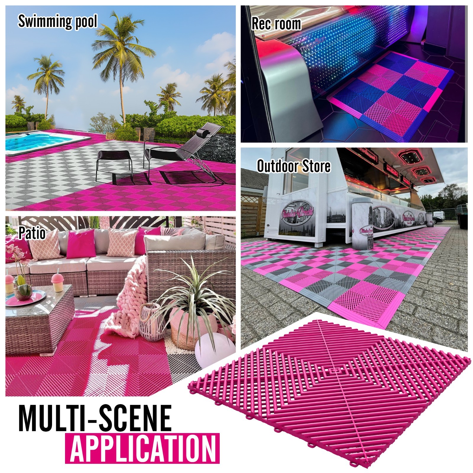 15.7” x 15.7” Interlocking Garage Floor Tiles 25/50Pcs Vented Water Drainage