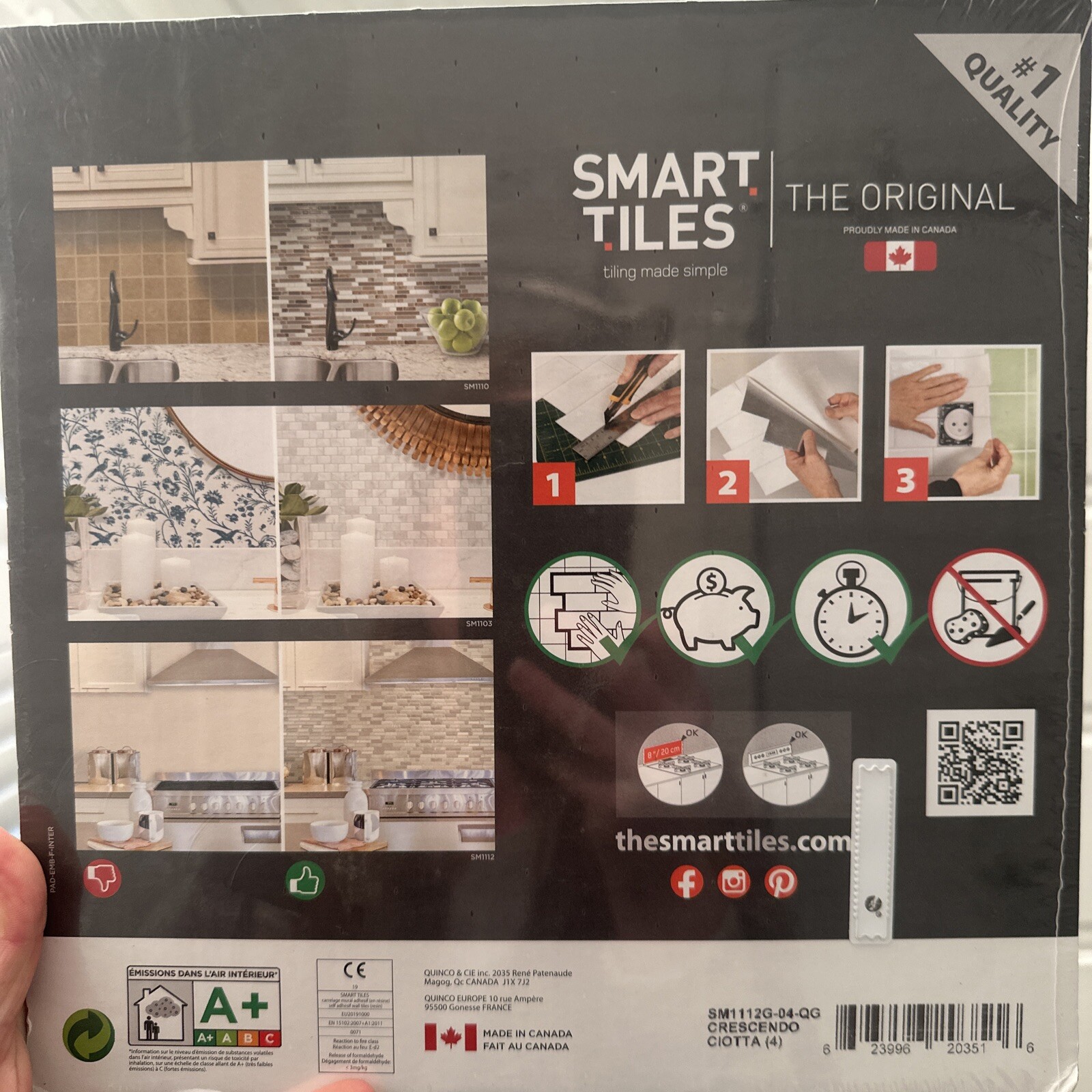 SMART TILES Crescendo Ciotta- DIY Vinyl Peel & Stick Backsplash 20 Sq Ft Boat RV