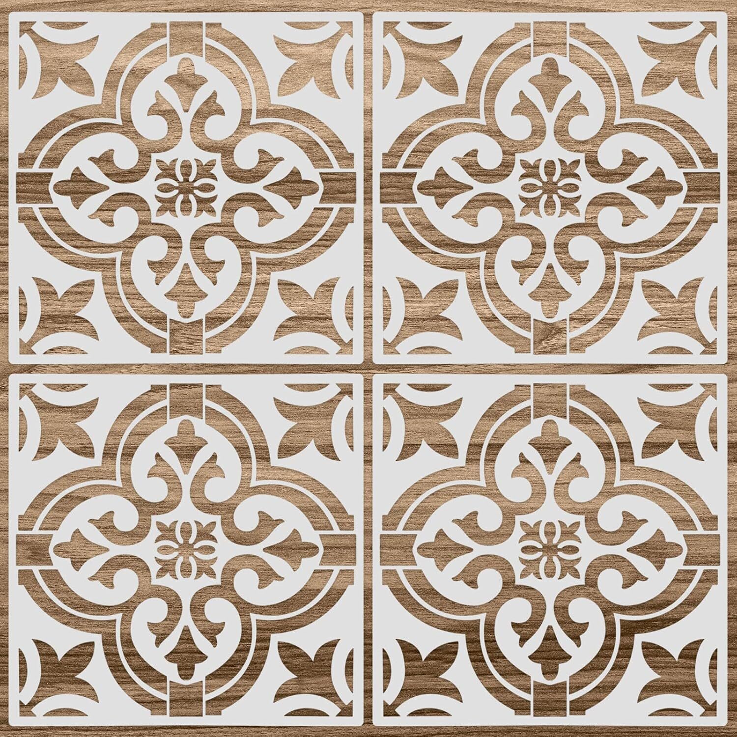 4 Pieces Reusable Tile Stencil 12 X 12 Inches Wall Templates Tile Pattern Stenci