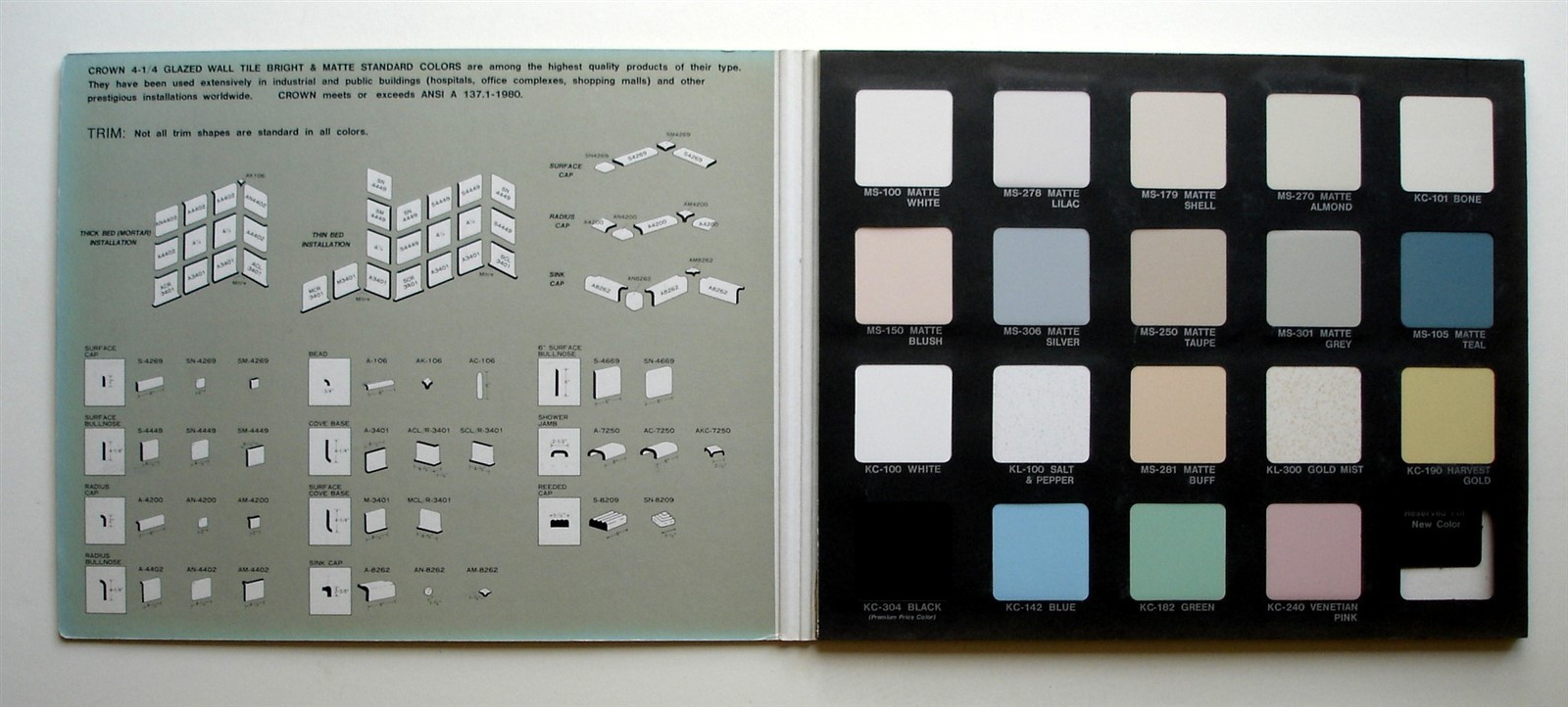 VTG Crown Tileshop Sample Book Glazed Wall Tile: Bright & Matte Standard Colors