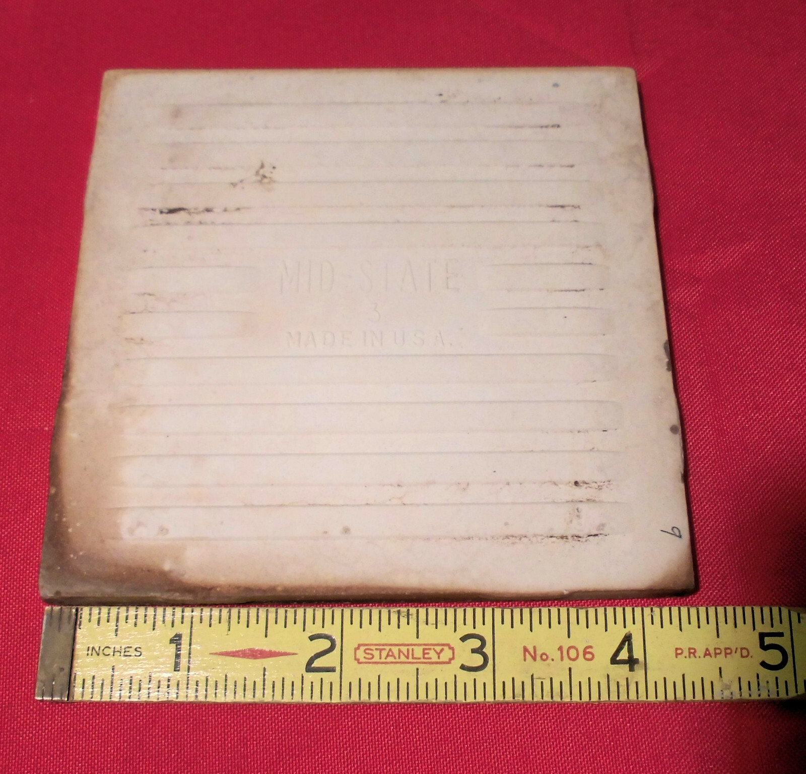 1 pc. “Glossy Shell Pink” Surface Bullnose Ceramic Tile: by 4-3/8″ Mid-State Co.