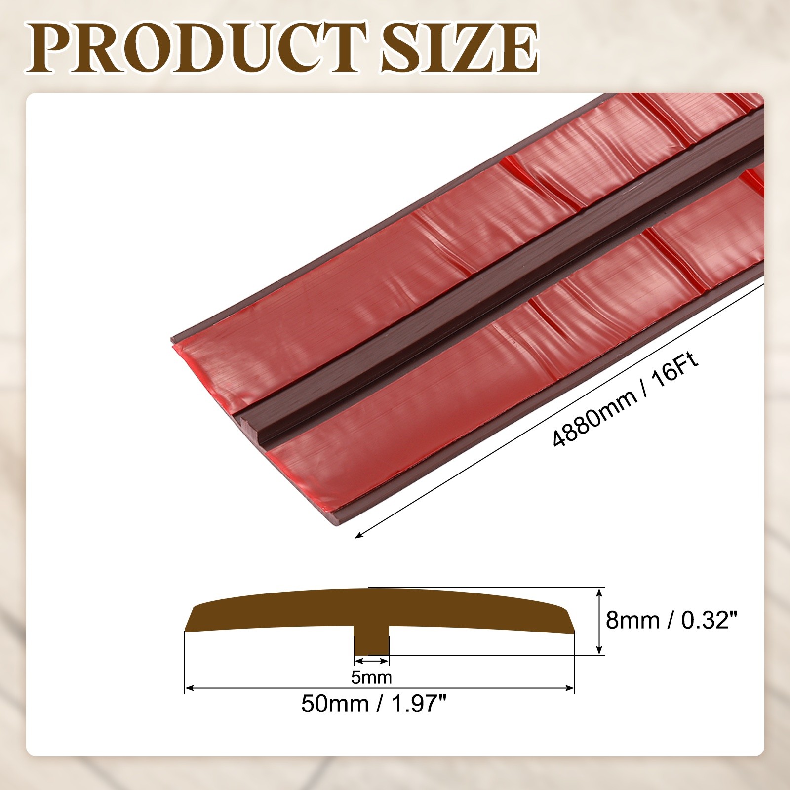 T-Molding Transition Strips 16Ftx1.97″ Vinyl Flooring Edging Trim Black Walnut