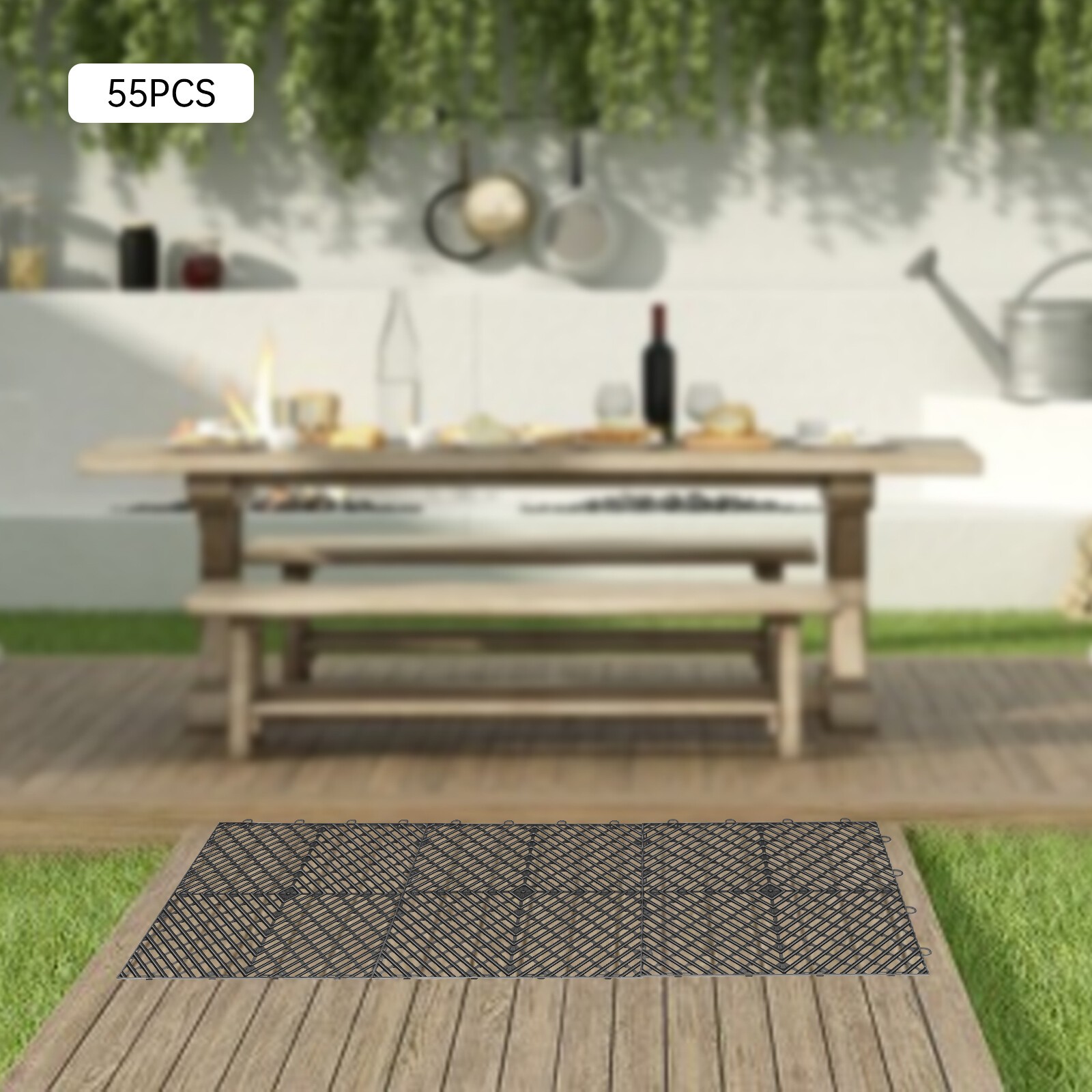 New Interlocking Garage Floor Tiles 25/55 PCS Deck 12″x12″ Snow Water Drainage