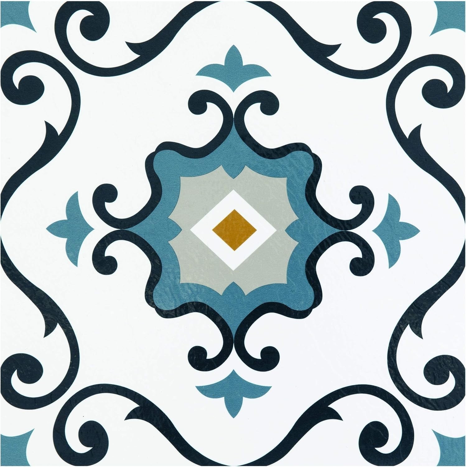 Retro Self Adhesive 12-Inch Vinyl Floor Tiles, 20 Tiles – 12″ x 12″, Mid Cent…