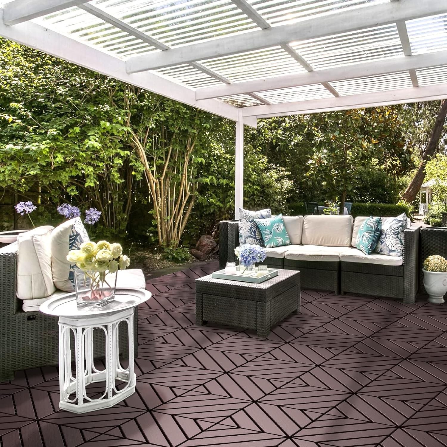 Heavy-Duty Waterproof Outdoor Deck Tiles – 12″x12″ Interlocking Patio Pavers