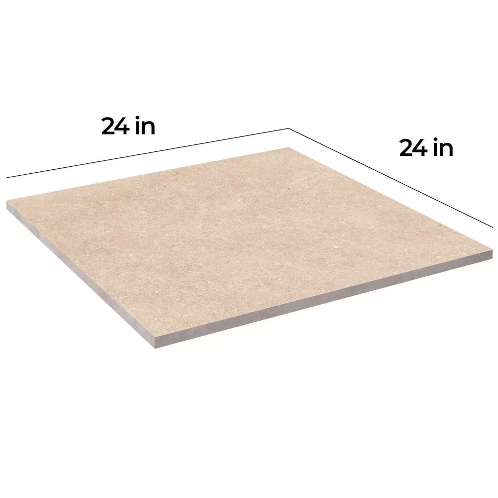 Pietra Limestone Sand 24 In. X 24 In. X 0.75 In. Stone Look Porcelain Paver (Cas