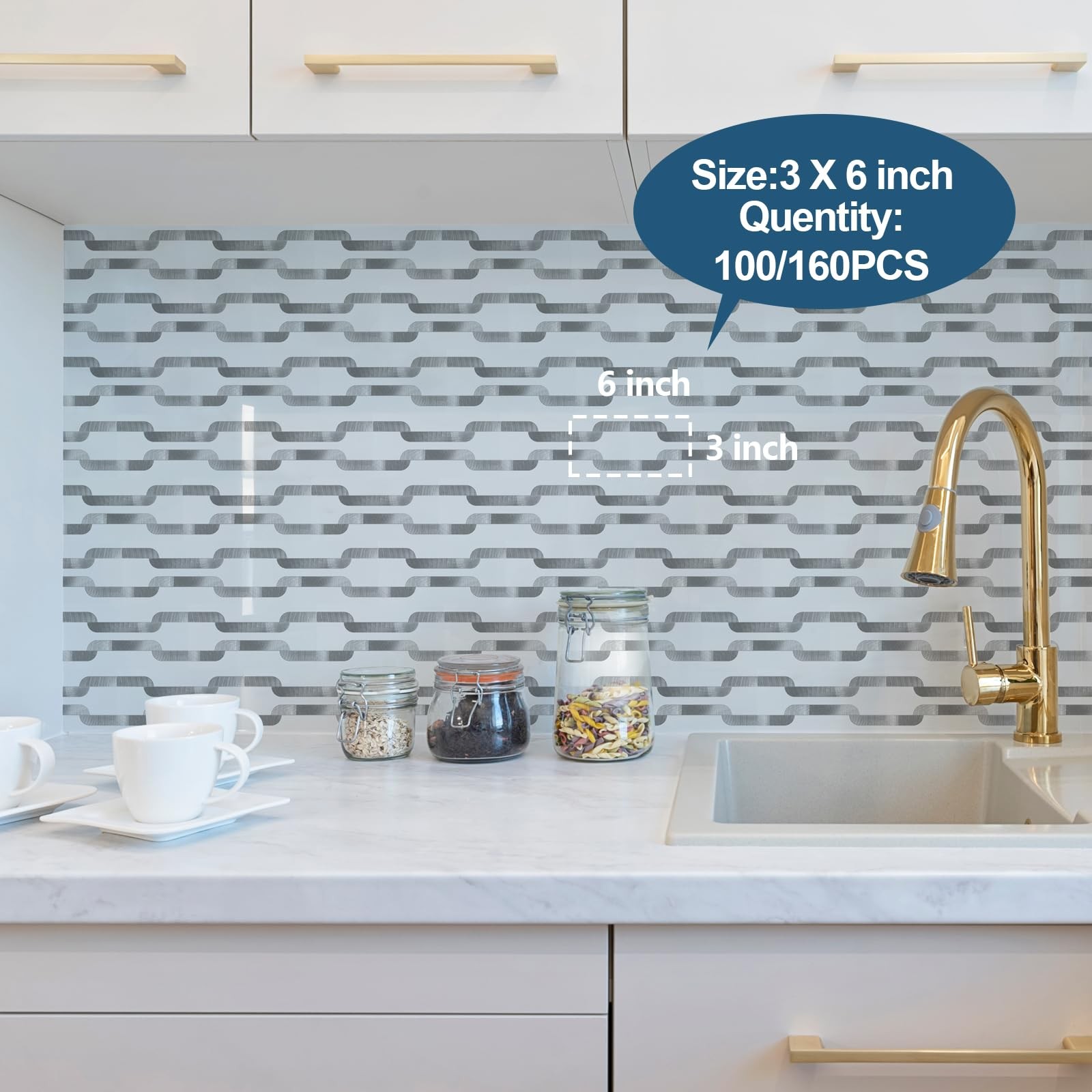 Peel and Stick backsplash 3 x 6 Inches 3D PVC Composite Wall Tile Stick on Ba…