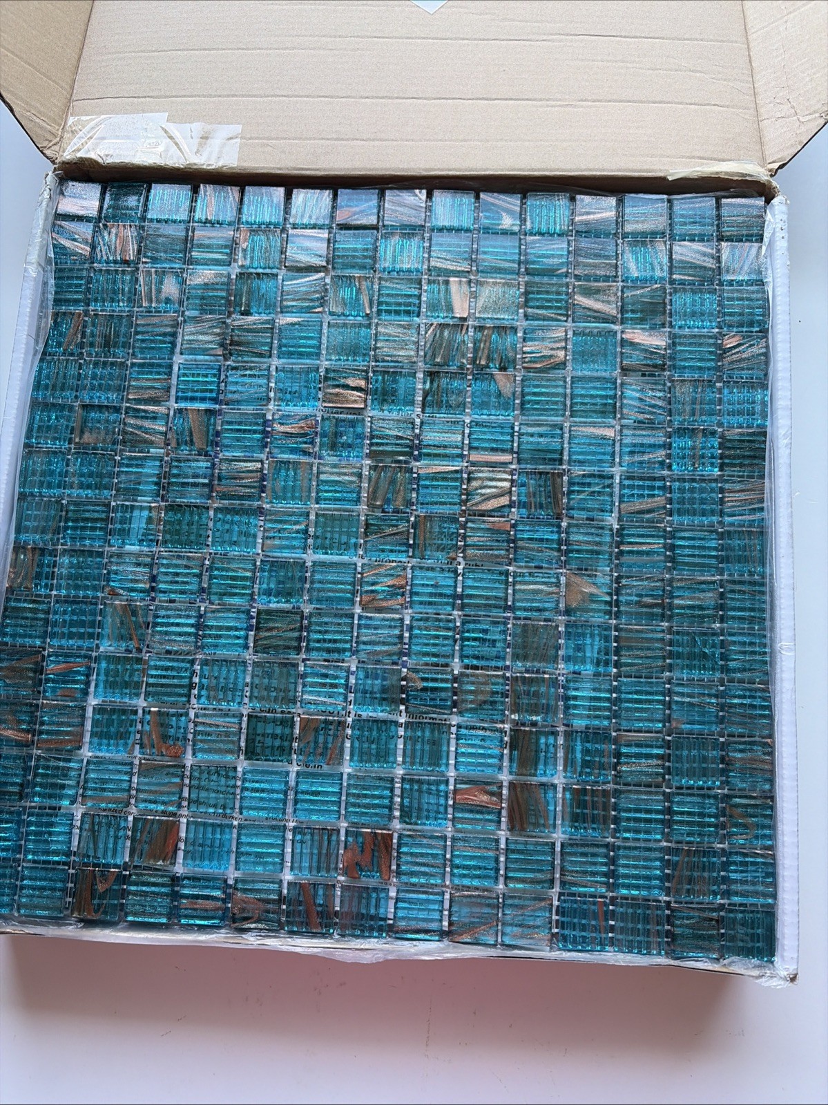 10pack Backsplash 11.5 sq.ft Azure Blue Glass Mosaic Tile for Bathroom, Pool,