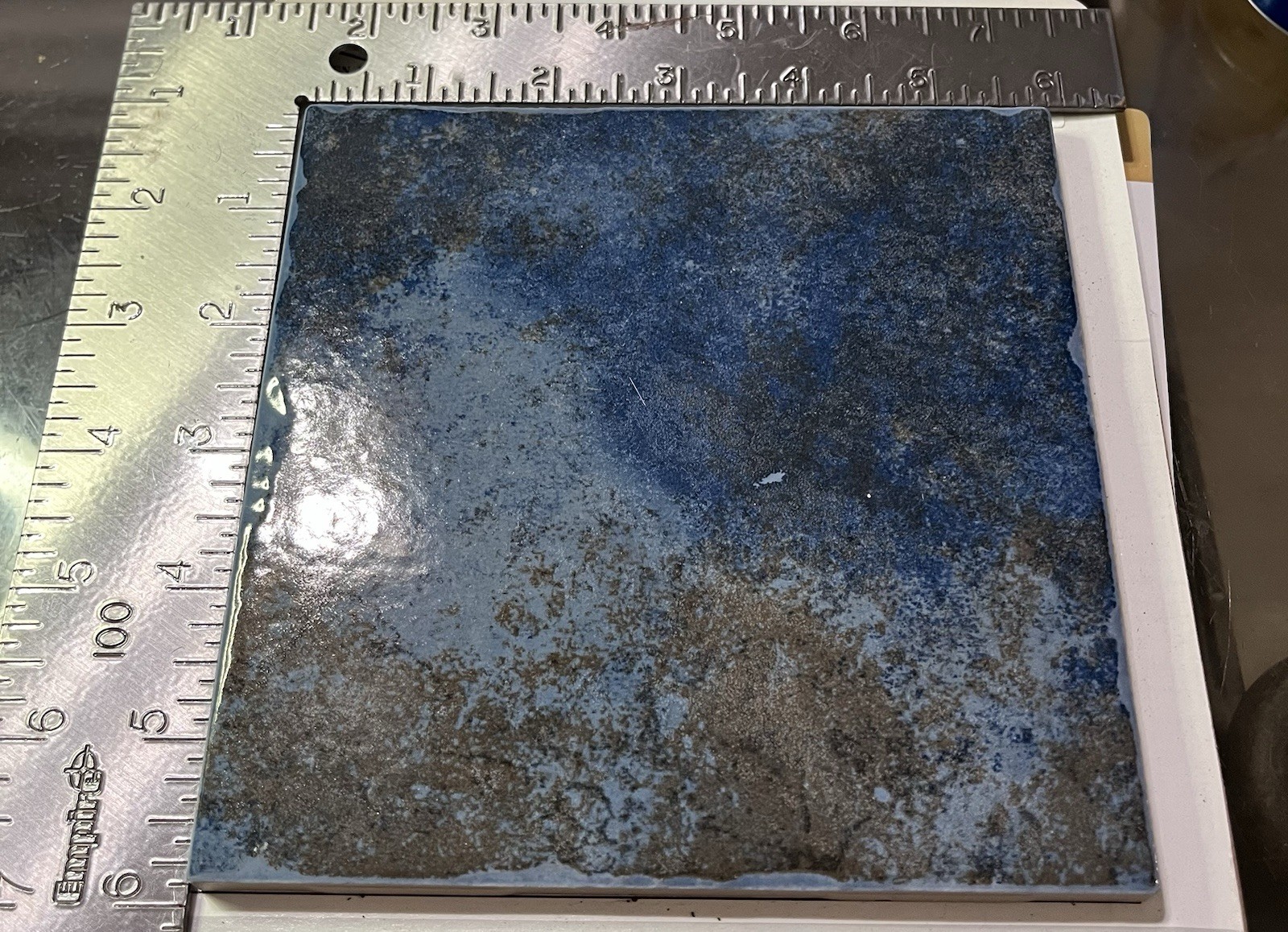 1 Ceramic Stone Pool Tile Blues & Browns 6×6 Glossy Finish
