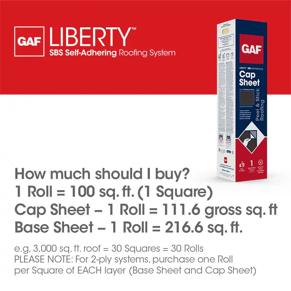 Liberty 3 Ft. X 34 Ft. (100 Sq. Ft.) SBS Self-Adhering Cap Sheet Roll for Low Sl
