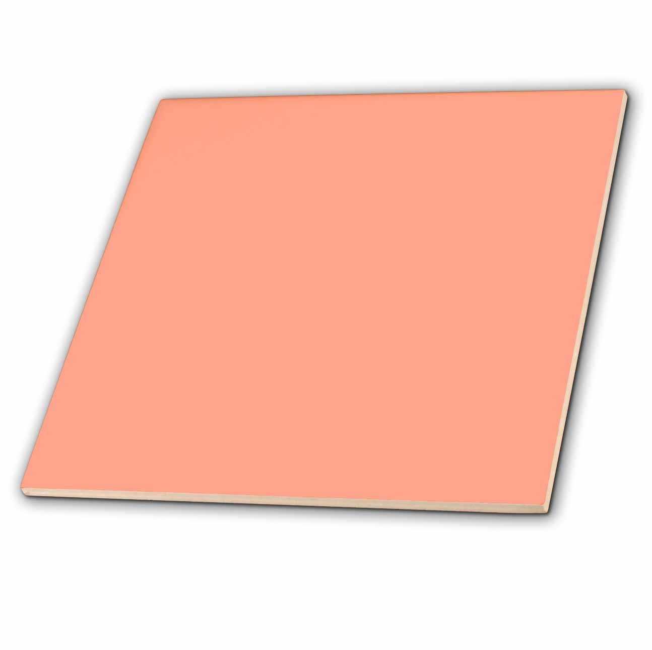 3dRose Coral Orange Salmon Pink Peach Apricot Solid Color Ceramic Tile 4-Inch