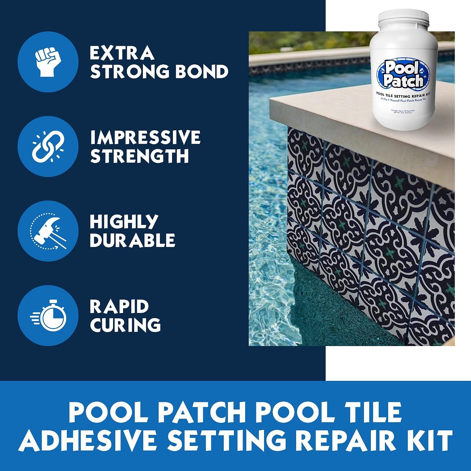 Pool Tile Thinset Adhesive Repair Kit – Easy Mix, Quick-Dry, Strong Bond